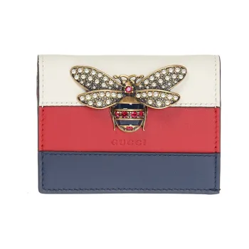 GUCCI Queen Margaret Multicolor Leather Card Holder Wallet Regular Women's Red & White & Blue