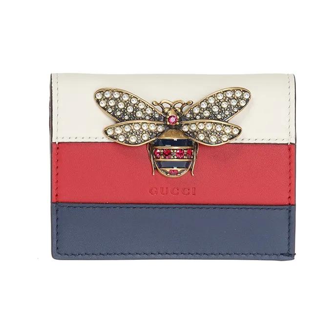 GUCCI Queen Margaret Multicolor Leather Card Holder Wallet Regular Women's Red & White & Blue-0