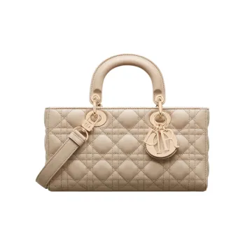 DIOR Lady D JOY Sheepskin Lady Dior Bag, Shoulder Bag, Crossbody Bag, Handbag Women's Natural & Ecru