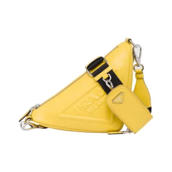 PRADA Leather Shoulder Bag Crossbody Bag Women's Sunlight Yellow