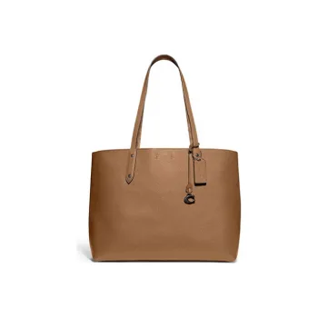 COACH Central Cow Leather Tote Bag, Shopping Bag, Handbag, Shoulder Bag Women's Brown Yellow
