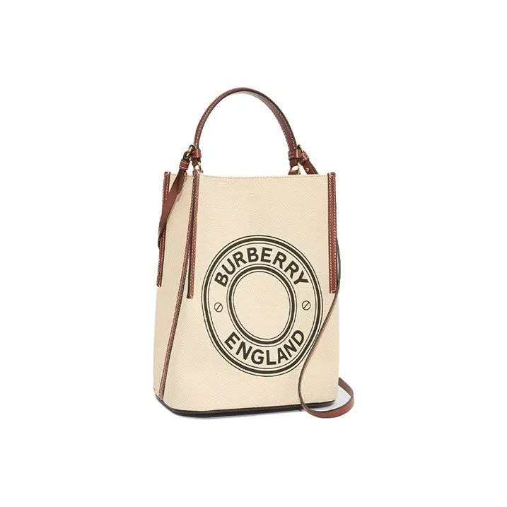 Burberry Cotton Canvas Bag, Bucket Bag, Shoulder Bag, Crossbody Bag, Handbag Small Size Women's Natural/Tan-1