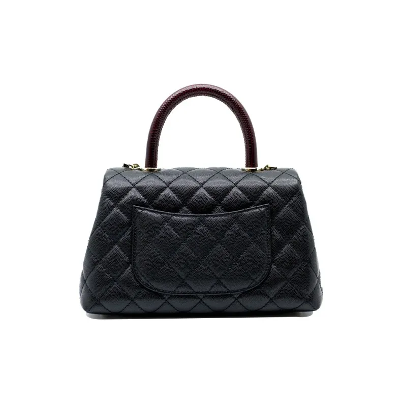 CHANEL Coco Handle Caviar Cow Leather Shoulder Bag, Crossbody Bag, Handbag Trumpets Women's Black-1