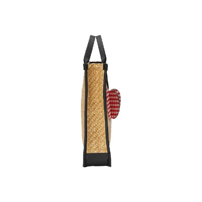 GUCCI Straw Woven Material With Leather Tote Bag Shopping Bag Handbag Kids' Bags Kids' Beige/Black-3