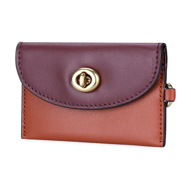 COACH Originals Leather Clutches Wallets Card Holders Mini Women's Orange Red & Purple-1