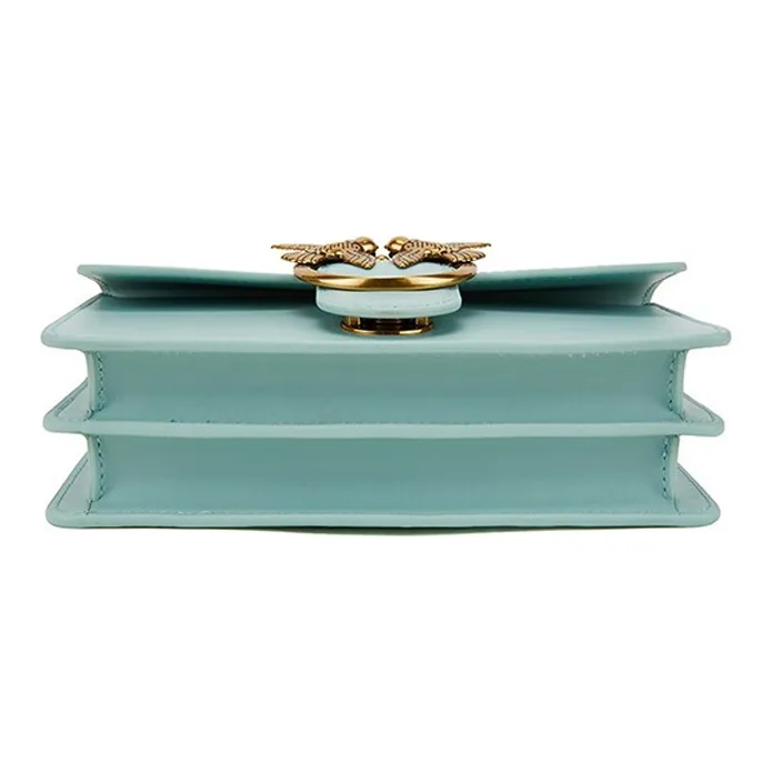 PINKO Cow Leather Flying Bird Swallow Bag Crossbody Bag Shoulder Bag Women's Green-2