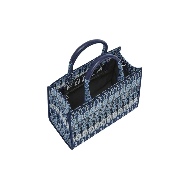 Furla Fabric Tote Bag, Shopping Bag, Shoulder Bag Trumpets Women's Denim Blue Shades-3