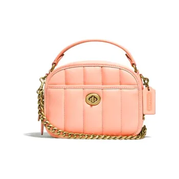 COACH Lunchbo Quilting Leather One Shoulder Crossbody Small Square Bag Handbag Women's Candy Pink