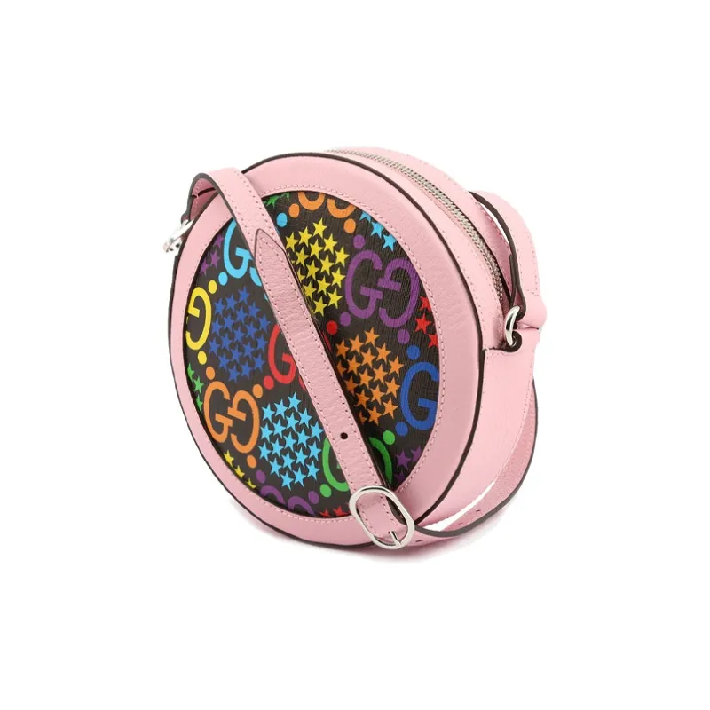 GUCCI Canvas With Leather Round Bag Shoulder Bag Crossbody Bag Regular Women's Pink/Multicolor/Candy Color-2