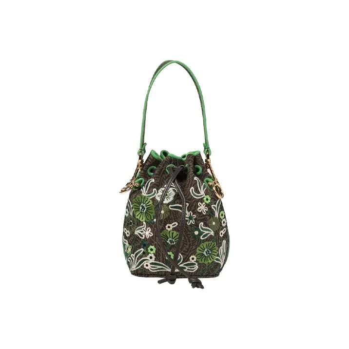 FENDI Mon Tresor Canvas With Leather Bucket Bag Canvas Bag Shoulder Bag Crossbody Bag Handbag Mini Women's Multicolor-1
