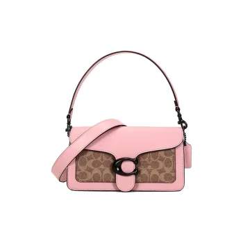 COACH Tabby Leather PVC Handbag, Crossbody Bag, Shoulder Bag Women's Cherry Blossom Pink & Brown Monogram