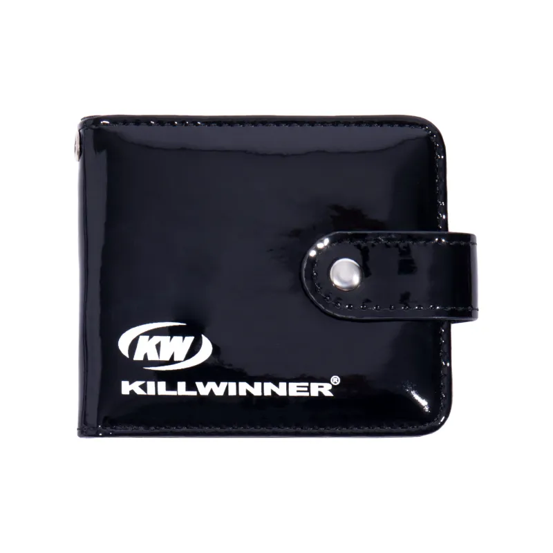 KILLWINNER Patent Leather Small Charm Coin Purse Wallet Mini Unisex Black-2