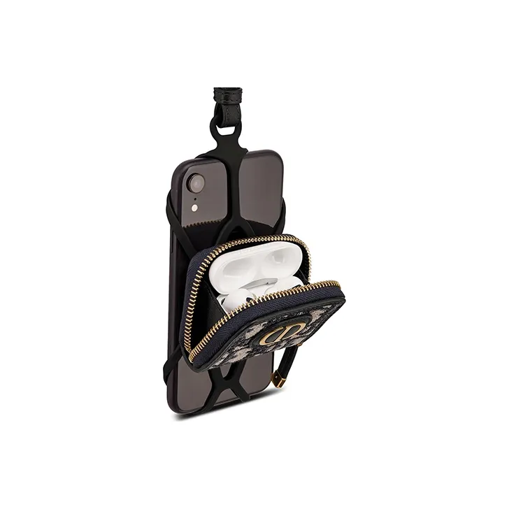 DIOR Oblique Printed Canvas Earphone Case Unisex Khaki-5