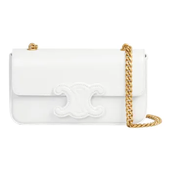 CELINE Triomphe Cow Leather Portable Crossbody Bag Shoulder Bag Women's White