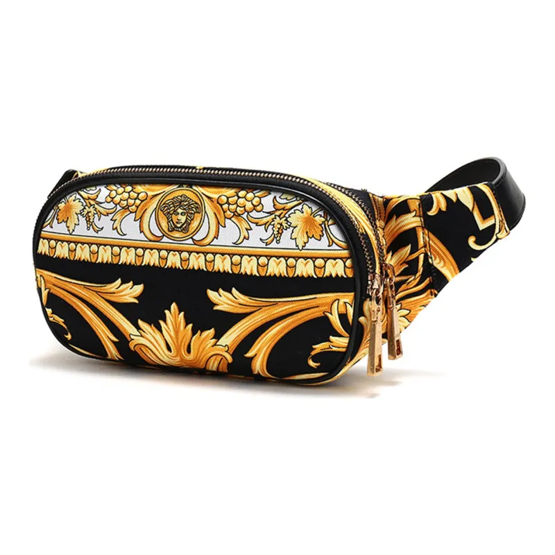 VERSACE Fabric Shoulder Crossbody Bag Sling Bag Fanny Pack Regular Men's Black Multicolor Print-1