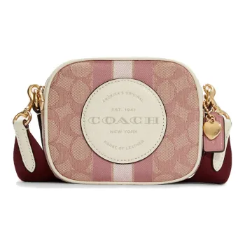 COACH Dempsey Pebbled Leather Camera Bag, Shoulder Bag, Crossbody Bag Mini Women's Pink