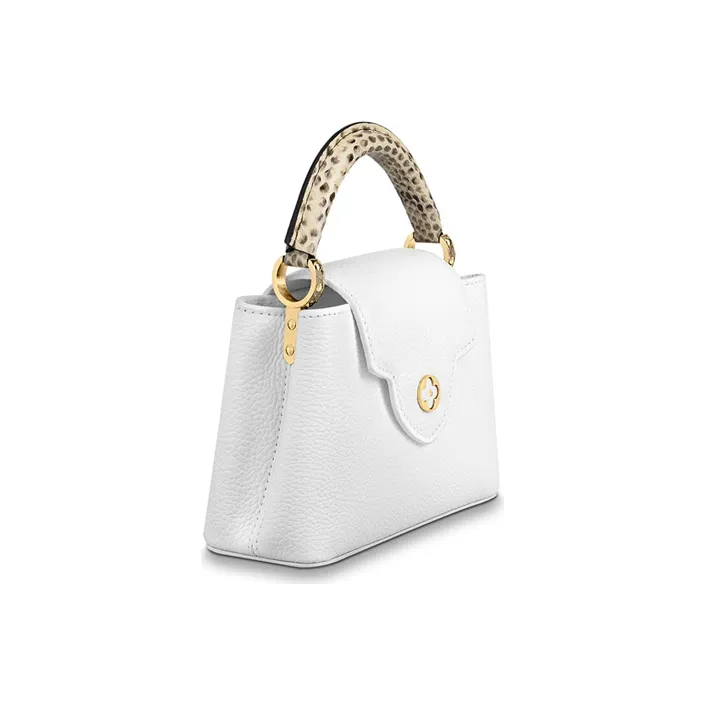LOUIS VUITTON Capucines Python Skin Trim Kapustin Handbag Shoulder Bag Crossbody Bag Mini Women's Candy Color/White-1