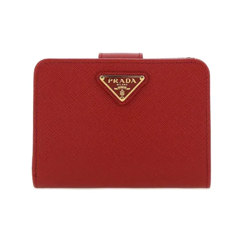 PRADA Leather Wallet Women's Red