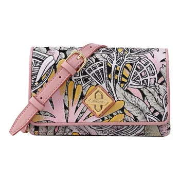 FION Fabric Small Square Bag Shoulder Bag, Crossbody Bag Regular Women's Pink & Multicolor