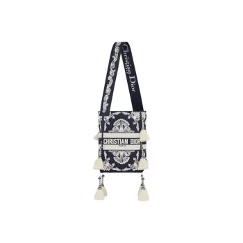 DIOR D-Bubble Collection Embroidery Handbags Shoulder Bags Women's Blue/White