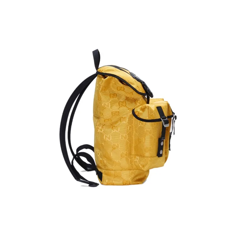 GUCCI Nylon And Leather Backpack Unisex Yellow/Black-3