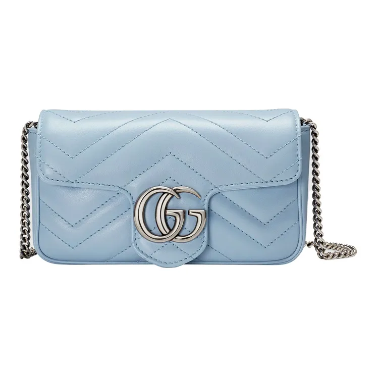 GUCCI GG Marmont Leather Crossbody Bag, Shoulder Bag Women's Blue & Candy & Unicorn Colors-0