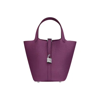 HERMES Picotin Lock Clemence Bullock Leather Basket Bag Handbag 18 Women's P9 Anemone Sea Cucumber Purple