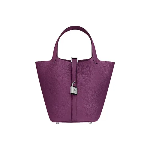 HERMES Picotin Lock Clemence Bullock Leather Basket Bag Handbag 18 Women's P9 Anemone Sea Cucumber Purple