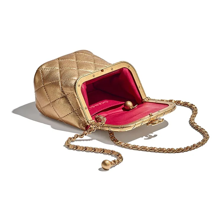 CHANEL Sheepskin Box Bag, Shoulder Bag, Crossbody Bag, Handbag Trumpets Women's Gold-2
