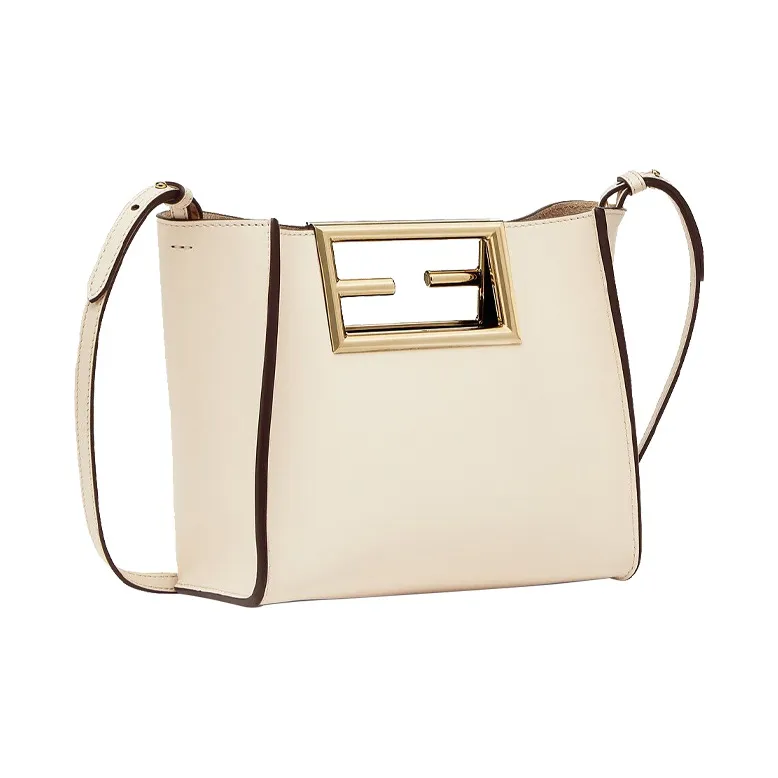 FENDI Calfskin Tote Bag Shopping Bag Shoulder Bag Crossbody Bag Handbag Small Size Women's White-1