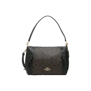 COACH Marlon Monogram Canvas With Leather Handbag Crossbody Bag Shoulder Bag Women's Dark Brown