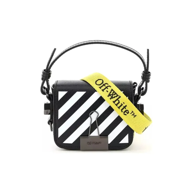 OFF WHITE Genuine Leather Shoulder Bag Small Size Unisex Black-0