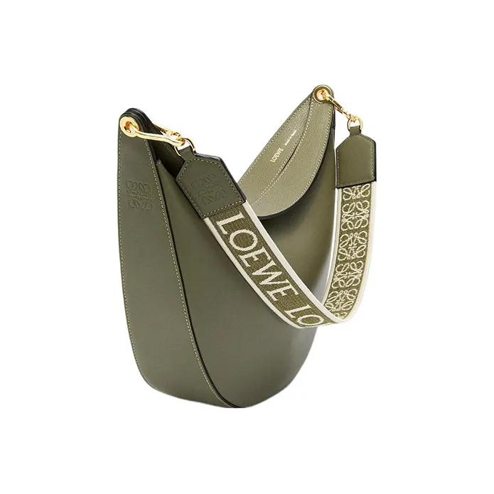 LOEWE Luna Cow Leather With Fabric Shoulder Bag, Handbag, Shoulder Bag Women's Avocado Green-3
