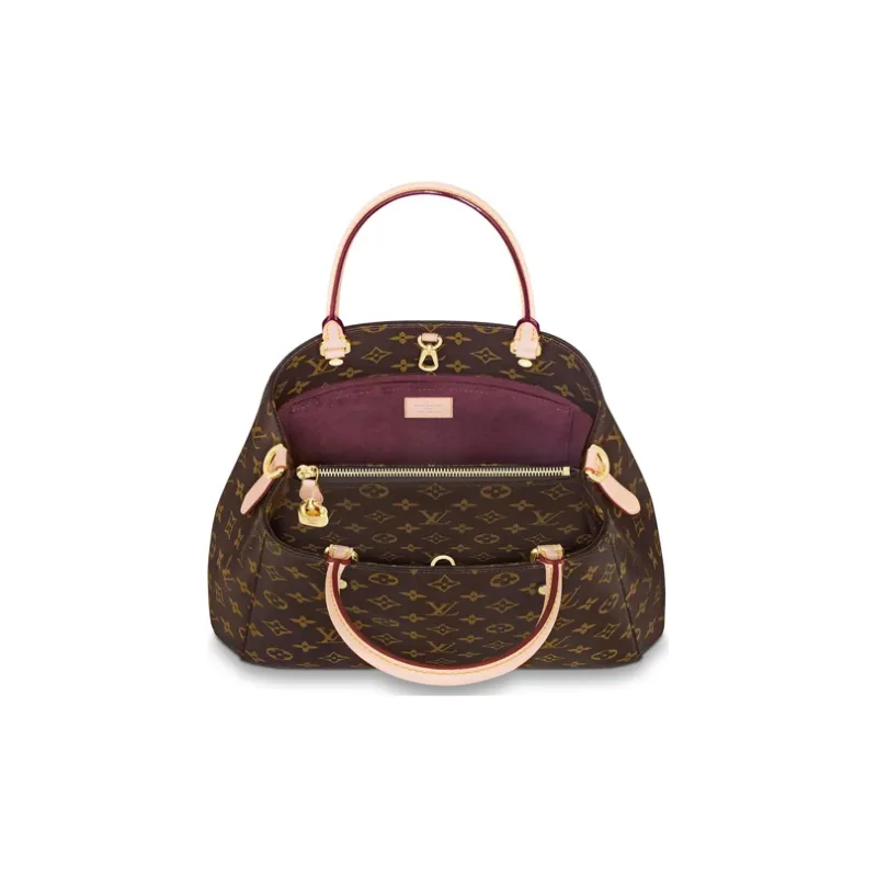 LOUIS VUITTON Montaigne Canvas With Leather Montaigne Handbag Medium Size Women's Brown-3