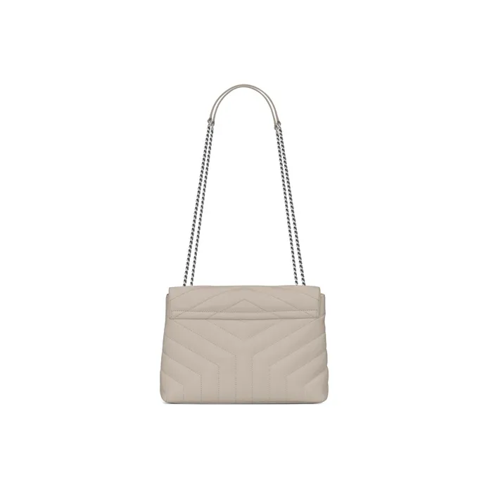 SAINT LAURENT LOULOU Quilted Leather Crossbody Bag, Shoulder Bag Women's Vintage White-3
