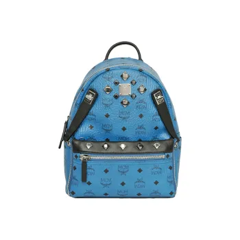 MCM PVC Polyvinyl Chloride Backpack Small Size Unisex Blue