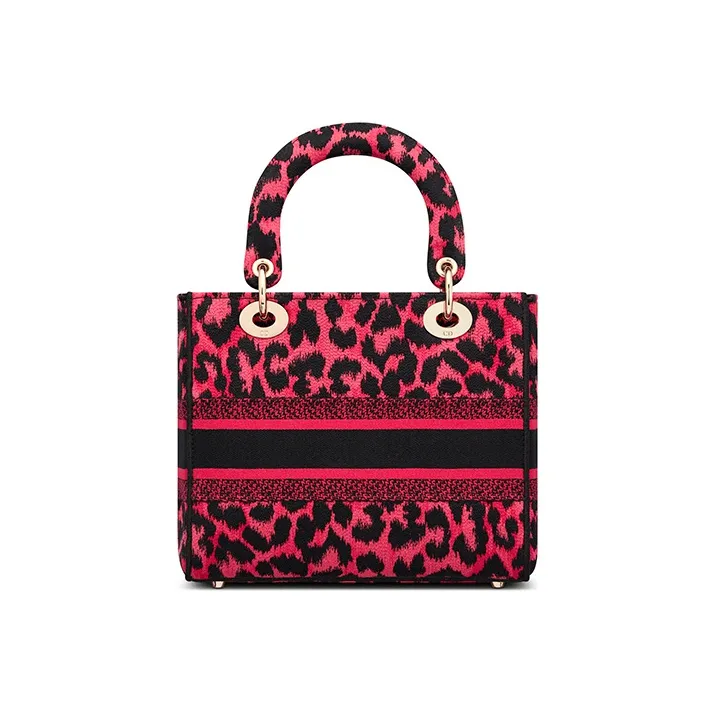 DIOR MizzaLady D Lite Leopard Print Lady Dior Bag, Shoulder Bag, Crossbody Bag Medium Size Women's Raspberry-2