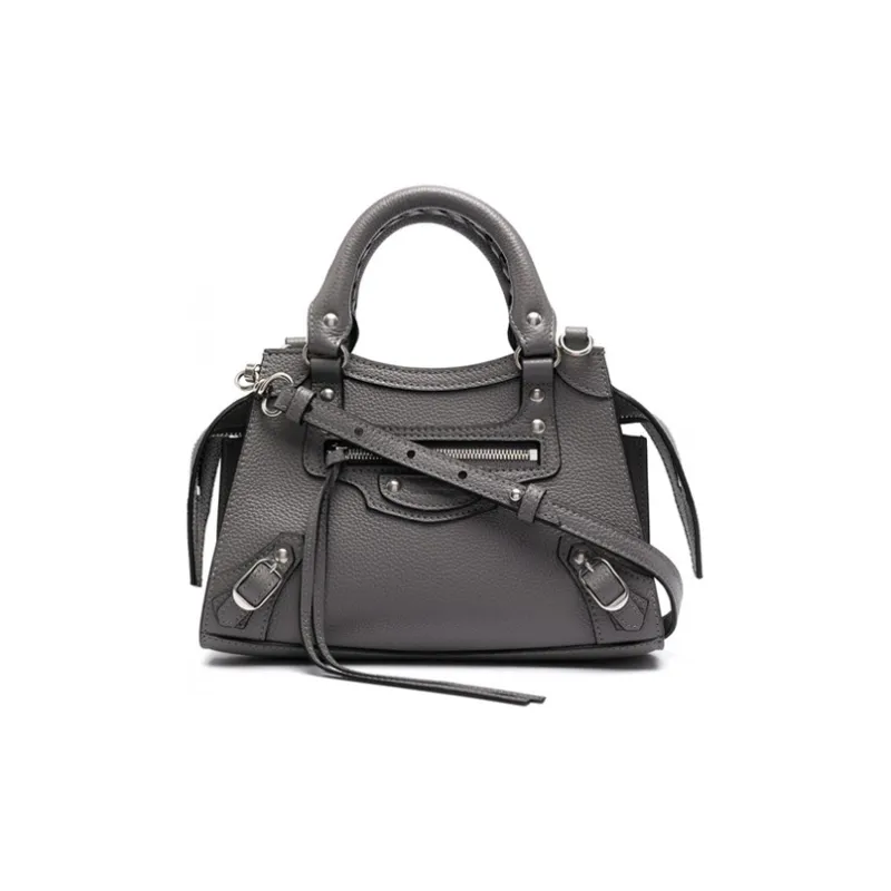 Balenciaga Leather Cow Leather Handbag Mini Women's Gray-0