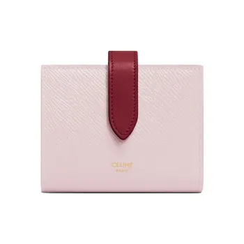 CELINE Grained Calfskin Card Holder, Wallet Small Size Women's Peony Red/Rouge Red