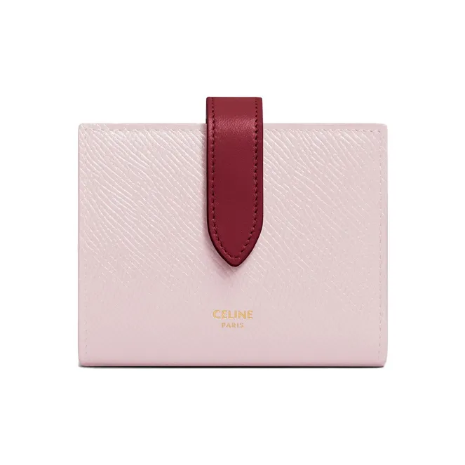 CELINE Grained Calfskin Card Holder, Wallet Small Size Women's Peony Red/Rouge Red-0