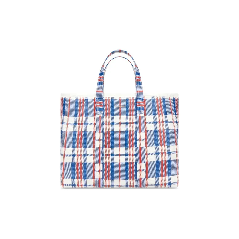 Balenciaga Barbes Lambskin Tote Bag Shopping Bag Handbag Crossbody Bag Medium Size Unisex Blue/Red-0
