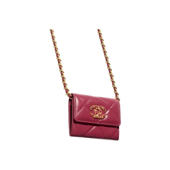 CHANEL 19Bag Goatskin Crossbody Bag Handbag Shoulder Bag Backpack Coin Purse Women's Pink-1