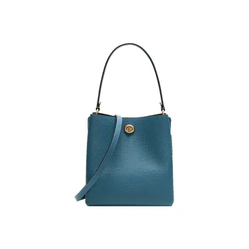 COACH Charlie Leather Handbag Crossbody Bag Bucket Bag Shoulder Bag Small Size Women's Lake Blue