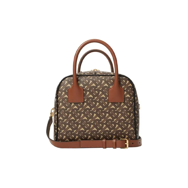 Burberry Cube Canvas Handbag Medium Size Unisex Brown-2
