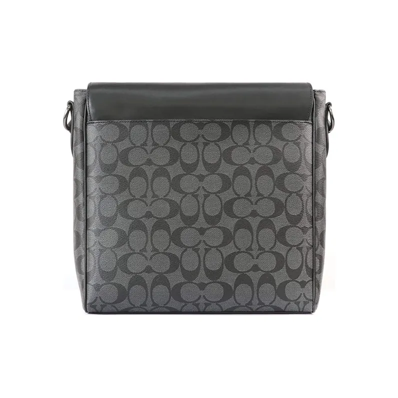 COACH Houston Canvas Cow Leather Patchwork Messenger Bag Crossbody Bag Shoulder Bag Men's Black-1