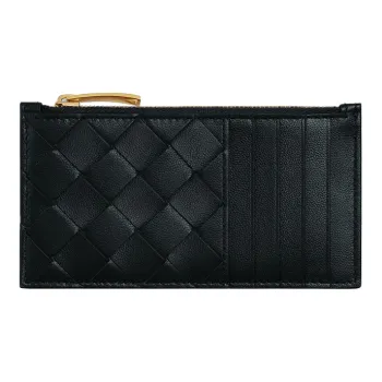 Bottega Veneta Bottega Veneta Luggage Collection Cow Leather Card Sleeve Card Holder Women's Black