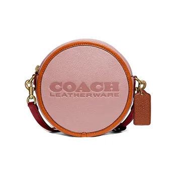 COACH Kia Cow Leather Small Round Crossbody Bag Small Size Women's Pink Orange Multicolor