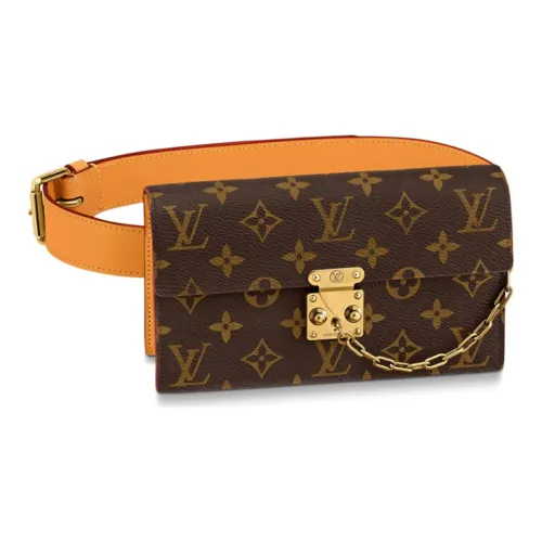 LOUIS VUITTON S Lock Belt Pouch Monogram PM Brown