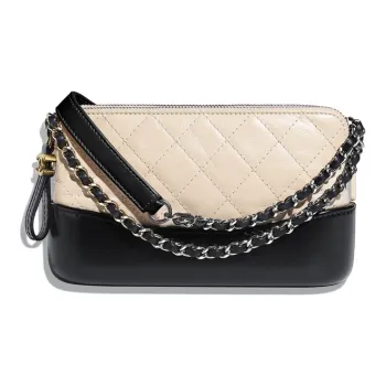 CHANEL Gabrielle Calfskin Shoulder Bag Crossbody Bag Mini Women's Beige Multicolor