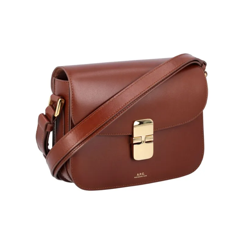A.P.C Leather Shoulder Bag, Crossbody Bag, Handbag Women's Brown-2